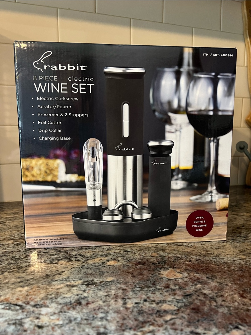 Rabbit 8-Piece Electric Wine Set - Black